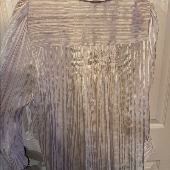 Sheer ivory and gold button down shirt - Picture 5 of 6